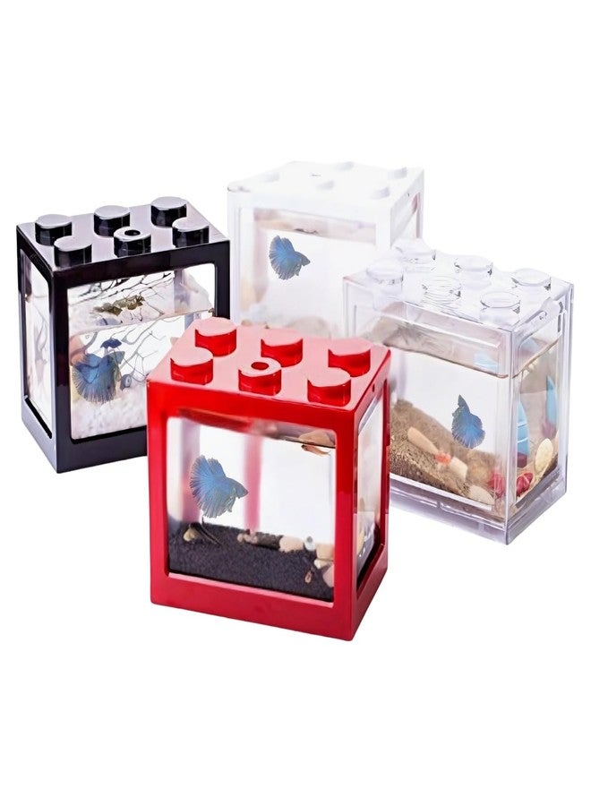 ويستيرن إرا حوض سمك بيتا صغير من ويسترن إيرا - حوض سمك أكريليك صغير الحجم ومتين وسهل التنظيف، مثالي للمساحات الصغيرة مثل المنزل والمكتب، تصميم عصري بسيط وأنيق، لا يحتاج إلى صيانة كبيرة (عبوة من 4 قطع) - Image 1